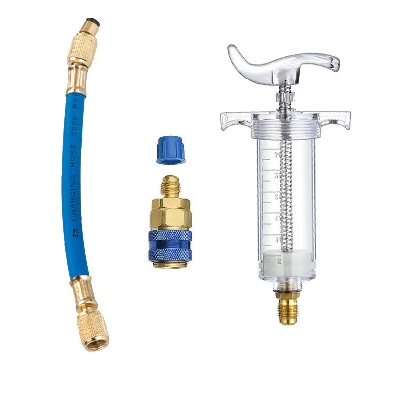 Aire acondicionado coche inyección de aceite herramienta de inyección de colorante 1 oz 1 / 4 "tubo de llenado de aceite líquido puro refrigerante