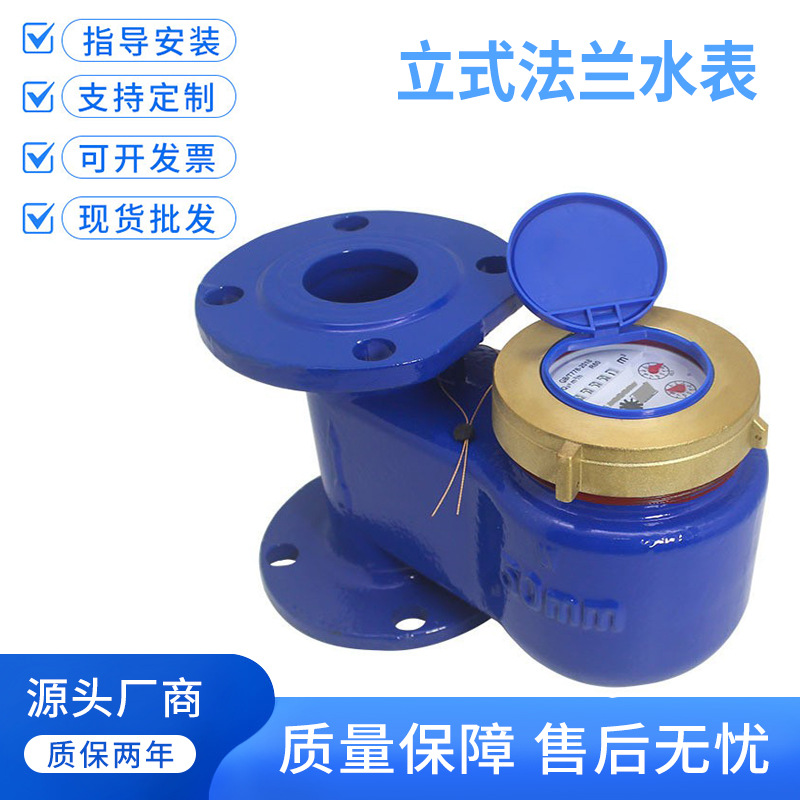 宁波水表竖装下进上出3寸dn80dn100自来水铜罩冷水表立式法兰水表