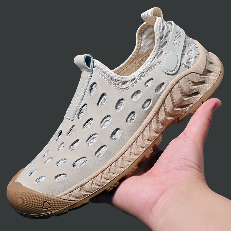 Comercio exterior verano respirable zapatos de hombre de tamaño grande, zapatos de cuero respirables, zapatos de malla de hombre, zapatos de malla de tela