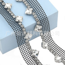 厂销跨境网钻5mm单边单排水钻10×10正方玻璃服装辅料DIY窗帘配饰