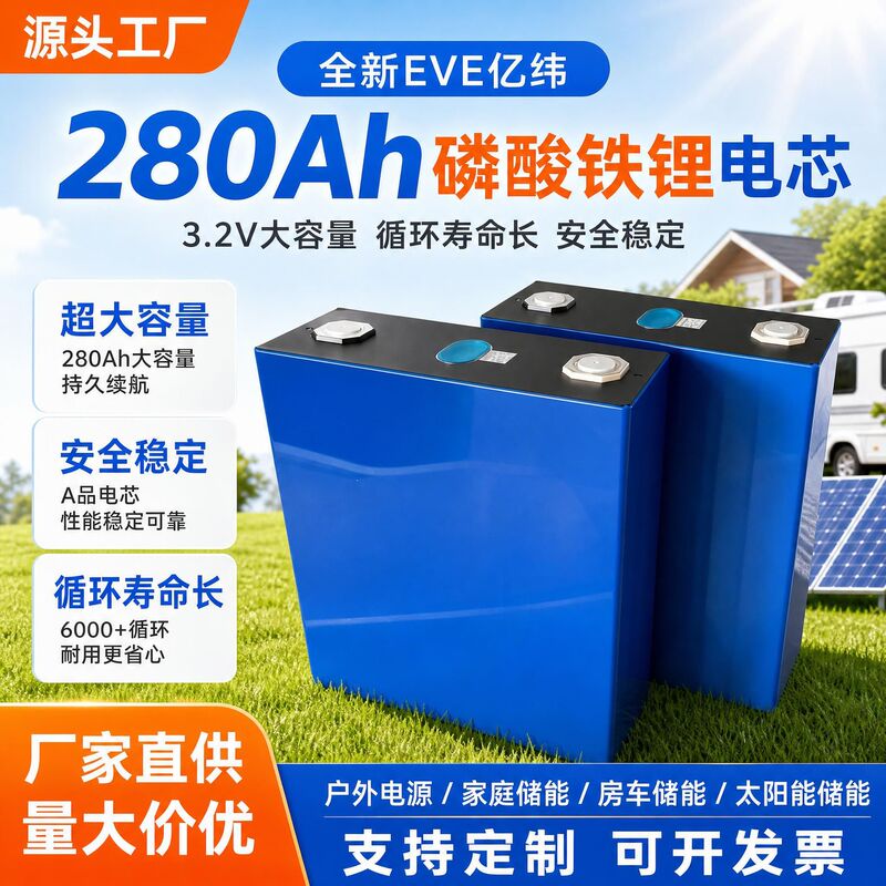New EVE billion weft 280Ah3.2V lithium iron phosphate outdoor power solar energy storage saloon car energy storage battery