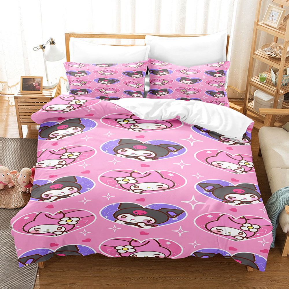 3-Piece Cute Cartoon 3D Bedding Set, 10 Patterns, Multiple Sizes (90–264 cm)