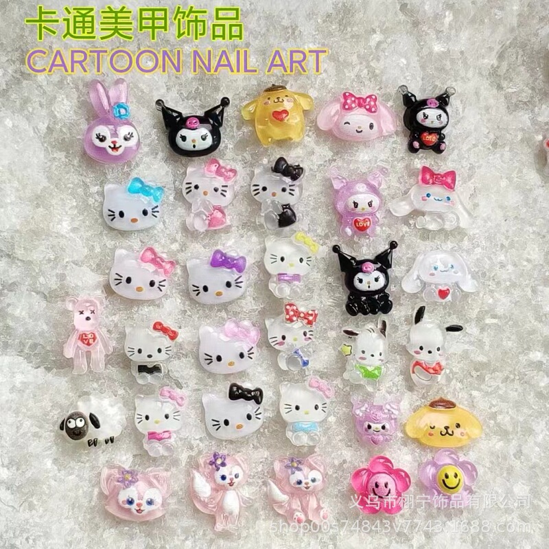 Nail accessories Sanrio cartoon lingnabel star Delu cute three-dimensional cat nail decoration wear nail stickers