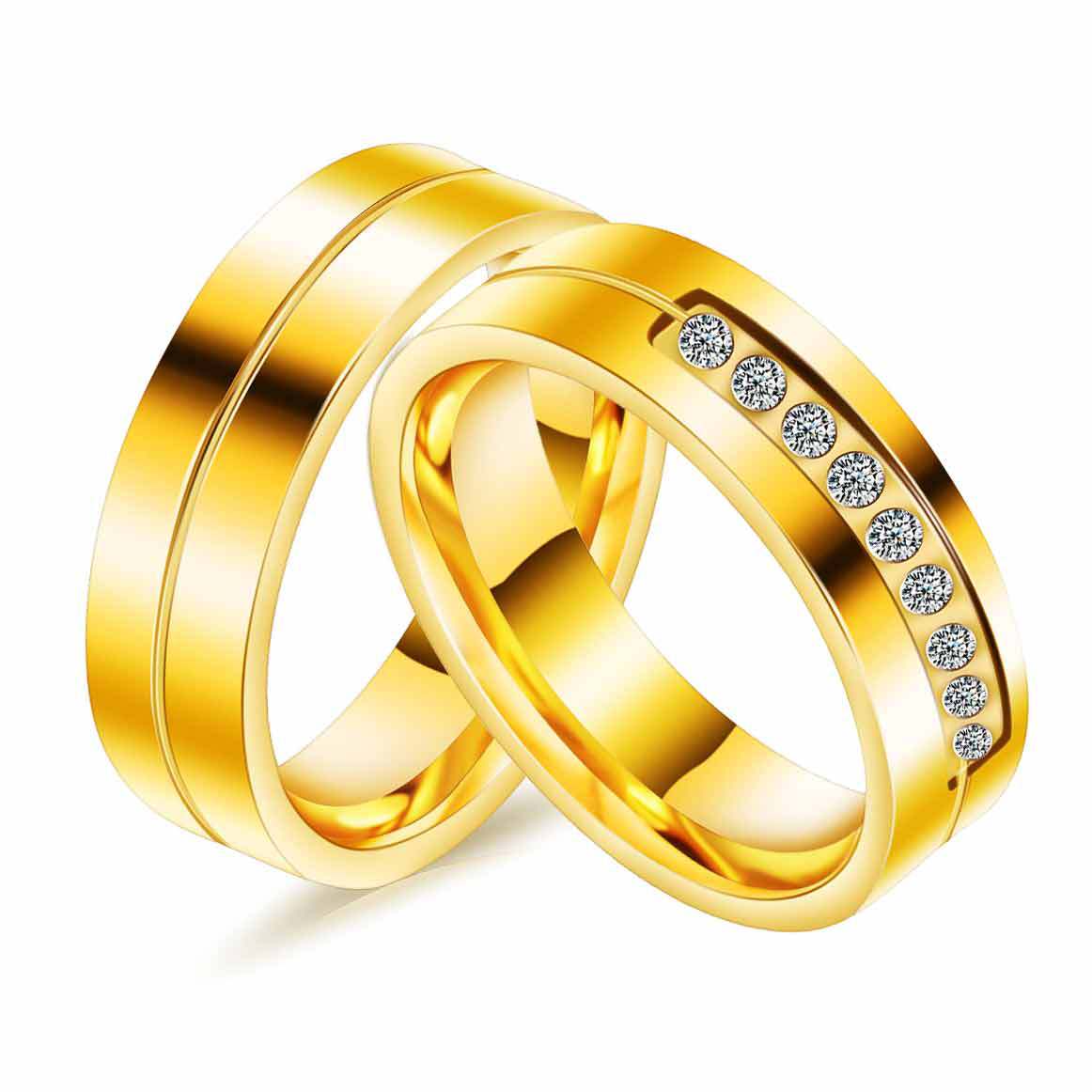 不锈钢指环6MM单排镶锆18K金情侣戒指ins情人节礼物可激光Logo女