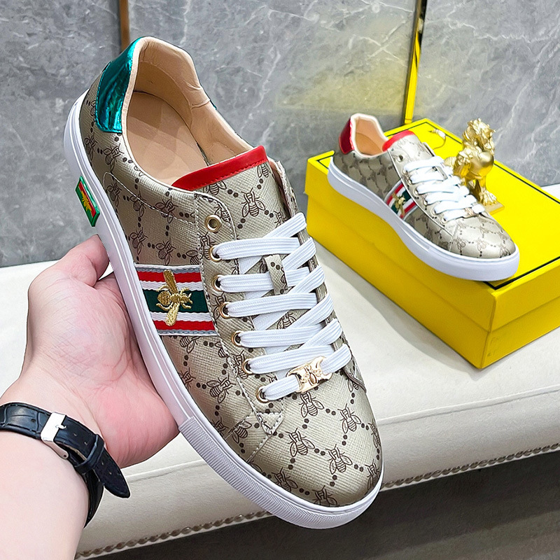 European Station Fuguchi Men's Shoes 2026 New High-End Trendy Brand Small Bee Print White Casual Sneakers for Men European Station Fuguchi Men's Shoes 2026 New High-End Trendy Brand Small Bee Print White Casual Sneakers for Men