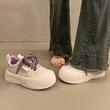ins超火做旧擦色大头丑萌面包鞋小白鞋厚底松糕休闲鞋德训鞋女鞋