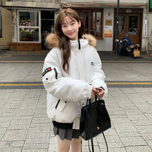 连帽大码毛领棉服女2025冬季新款宽松显瘦高级感棉袄oversize外套