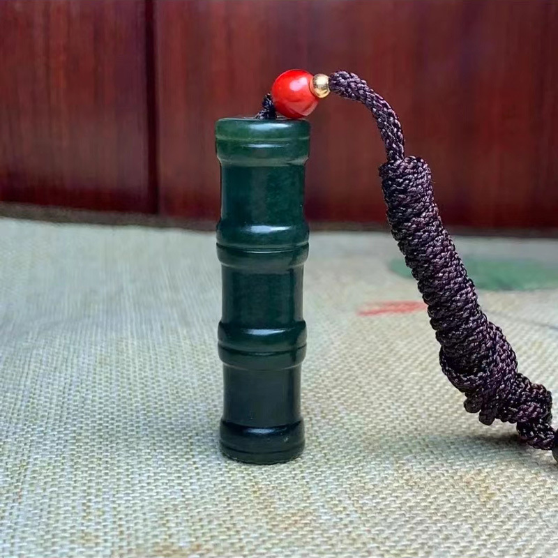 智贝主图_3新疆天然和田玉青玉手工雕刻和田玉节节高升手工雕