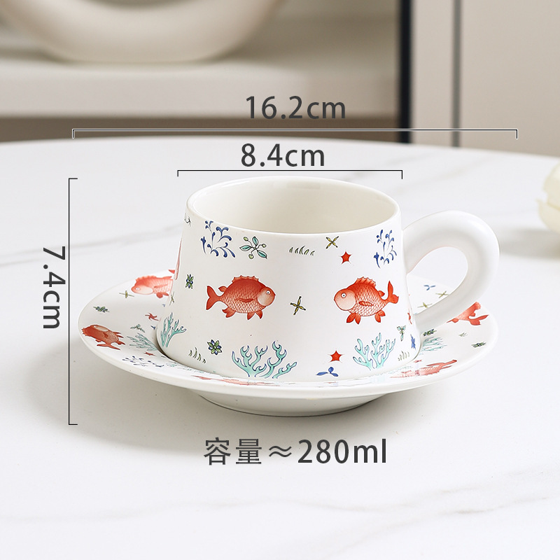 見栄えの良いガーデンアフタヌーンティーコーヒーカップとソーサークリエイティブレトロフレンチスタイルギフトウォーターカップセット|undefined