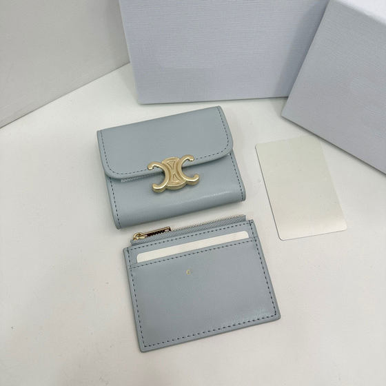 Popular short wallet Arc de Triomphe commuter card holder two-piece removable thin leather card holder coin bag certificate