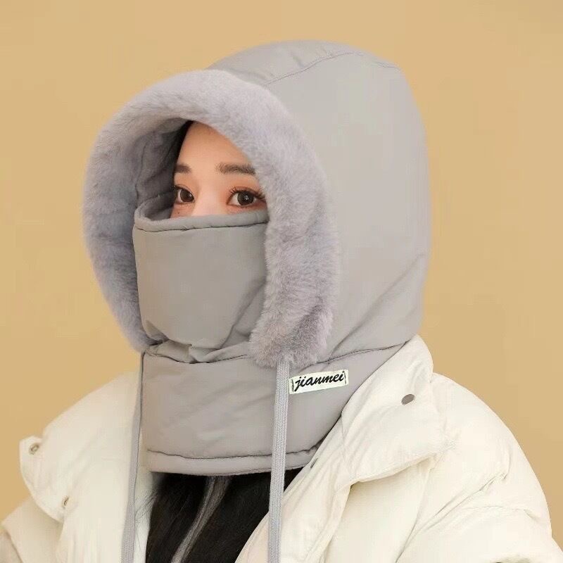 男女冬季雷锋帽户外骑行电动车防寒挡风棉帽子东北加绒厚滑雪面罩|undefined