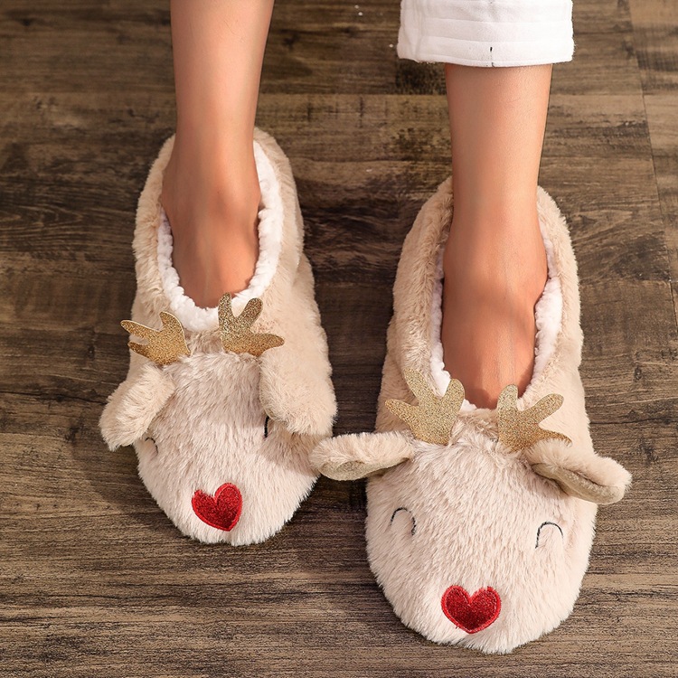 Love Elk Plush Slippers