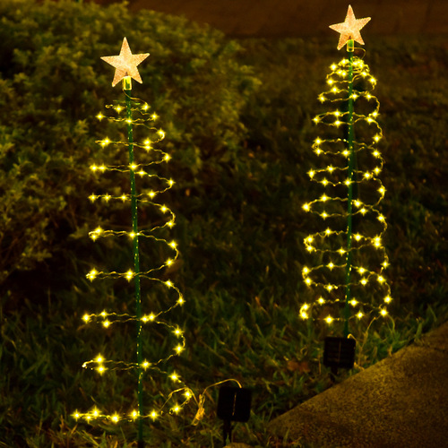 New solar iron Christmas tree lights led outdoor waterproof courtyard garden festive atmosphere decorative lawn lights