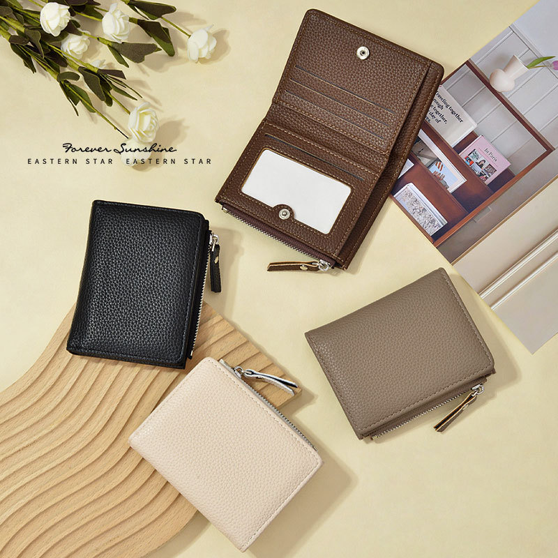 Cartera ultrafina para mujer de gran capacidad, monedero con cremallera estilo japonés