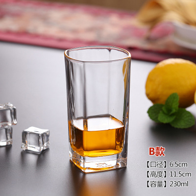 Tazas de vidrio temperado comerciales tazas de cerveza bar KTV tazas octagonales tazas de licores caseras tazas de whisky se pueden imprimir logotipo