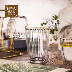 Creative Striped Coffee Cup Vertical Striped Glass Cup Household Transparent Water Cup Juice Milk Breakfast Cup Wholesale