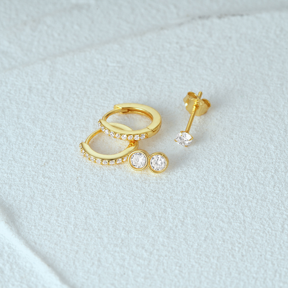 3g Weight Hoop Earrings, Ear Studs Classification 1 Set Quantity Daily Occasion 925 Sterling Silver Material Star, Butterfly Pattern Women's Gender Plating Design Simple Style Style 1 Set 925 Sterling Silver Star Butterfly Hoop Earrings Ear Studs 20
