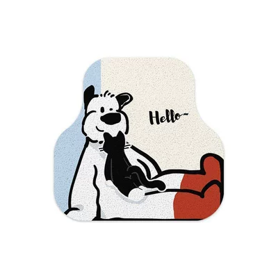 Cartoon cute pet silk loop car floor mats are dirt-resistant, wear-resistant, and easy to clean. Universal fit, available for one-piece drop shipping (Avtomobil döşəmə paspasları) - black-and-white-puppy-single-rear-row-silk-loop-5050cm1969-1969
