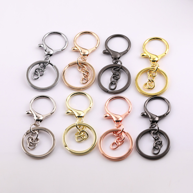 Metal Figure-Eight Round Dragon Clasp Lobster Clasp Three-Piece Set Four-Section Chain DIY Hardware Keychain Doll Pendant Accessory