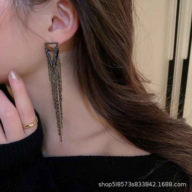 Elegant Glam Triangle Metal Tassel Plating Women's Drop Earrings display picture 3