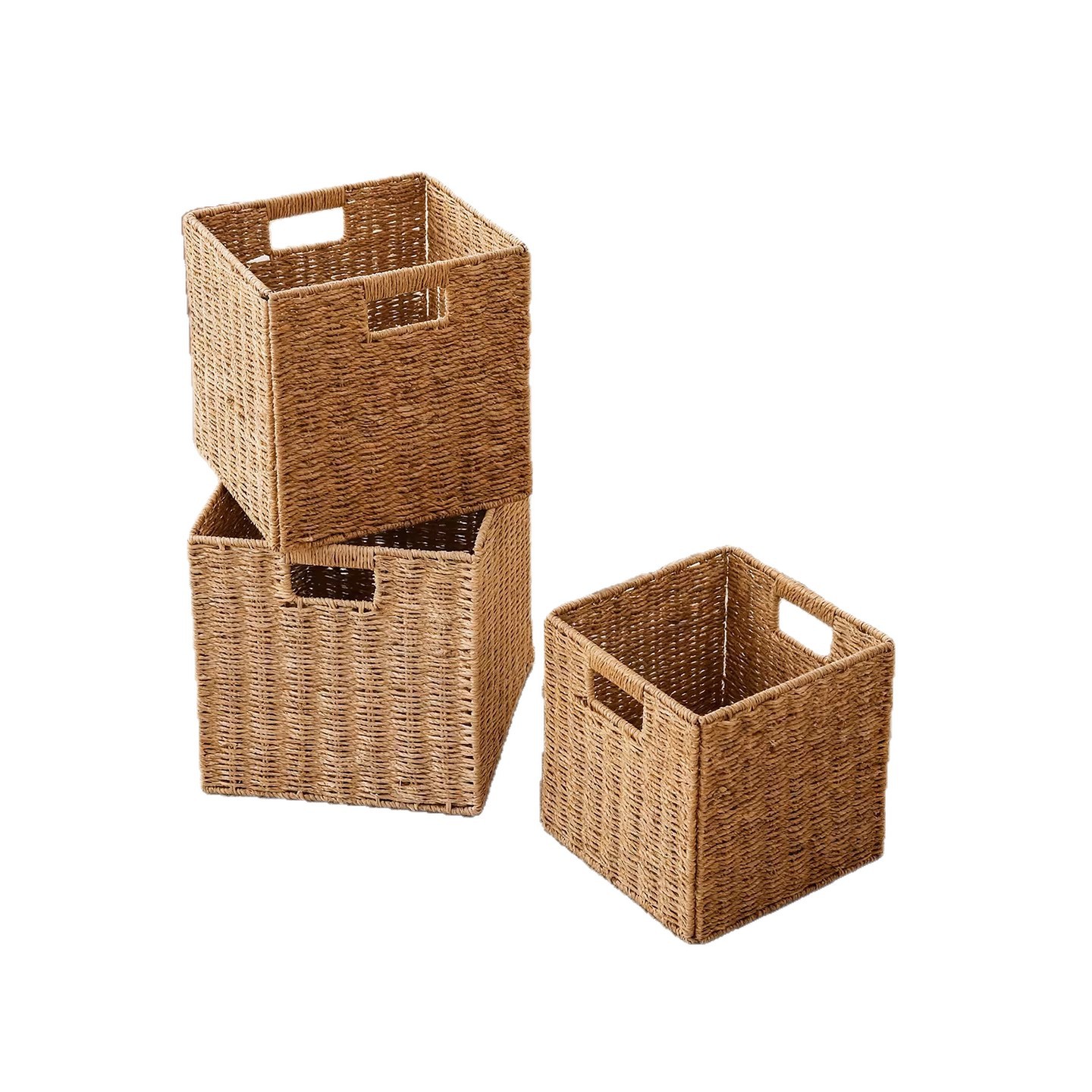 Cestas de almacenamiento Carlake tejidas a mano gabinete de celosía cestas de almacenamiento de ropa caja de almacenamiento de acabado cestas de tejido plegables