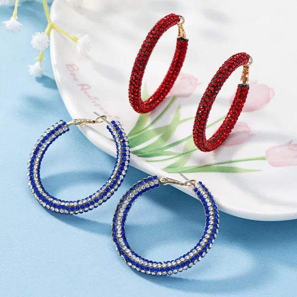 European and American Fashion Colorful Shiny Circle Large Earrings Women's Stylish and Elegant Slimming Hoop Earrings Wholesale for Women