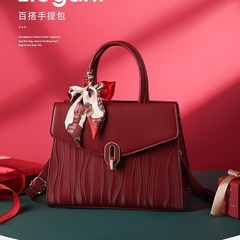 母親節禮物紅色媽媽包新款高級感大容量女士斜挎包結婚喜婆婆包包