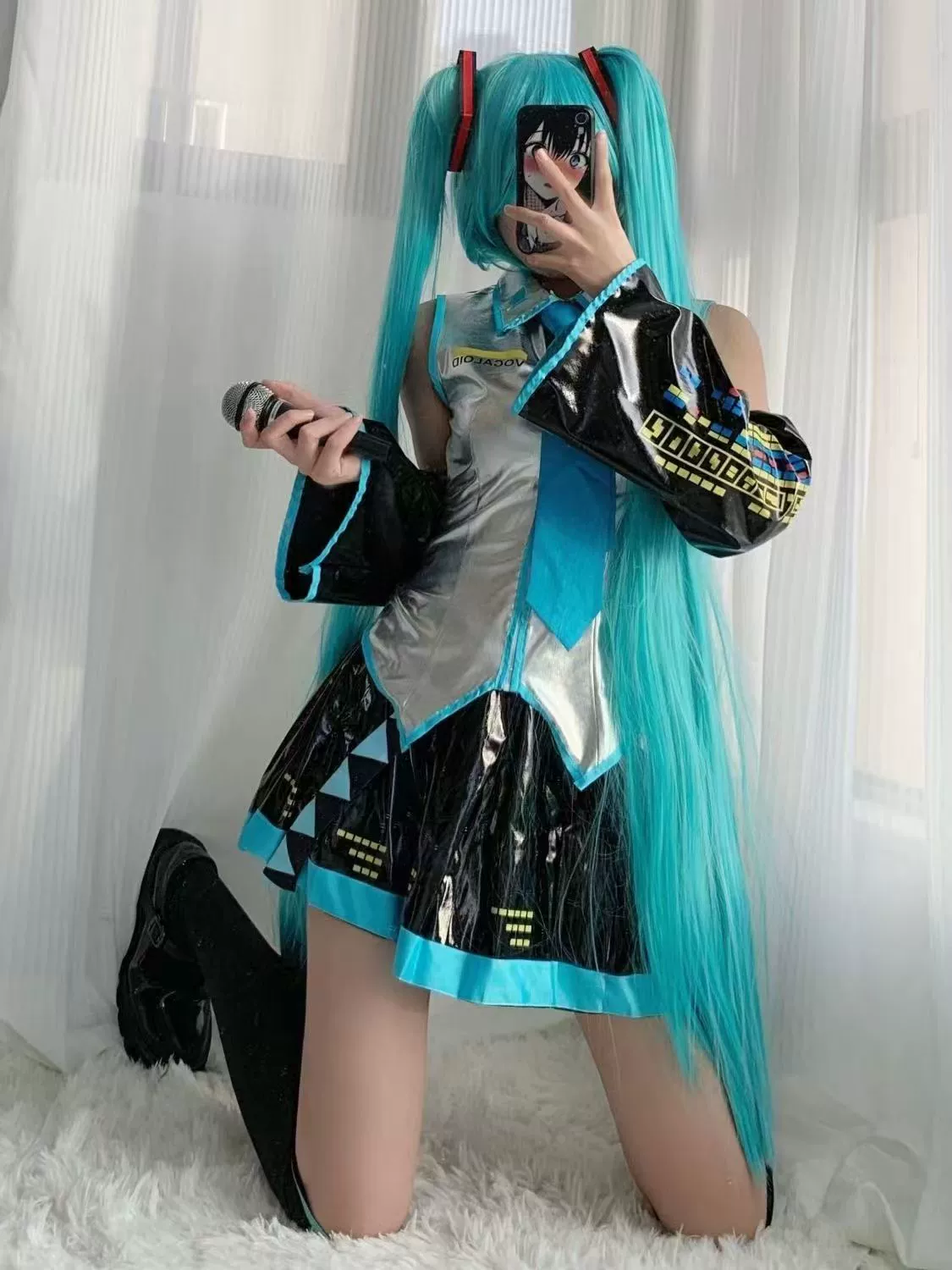 COS-сервис Hatsune Miku, сервис Мику Формула, японская девочка аниме серебристая кожаная JK женская косплей-установка