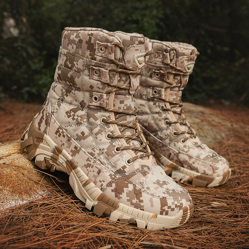 Nuevas botas de combate para hombres grandes transfronterizas botas de camuflaje al aire libre botas de montaña de alto alcance botas tácticas para hombres botas de entrenamiento de senderismo