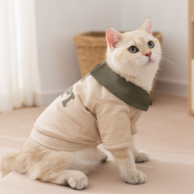 灯芯绒翻领开衫保暖棉衣秋冬新款狗狗猫咪比熊中小型犬宠物衣服批|undefined