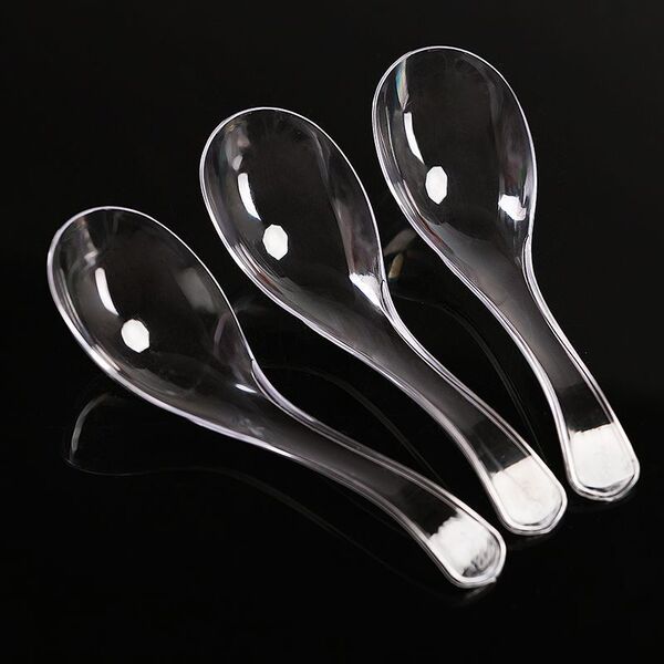 disposable plastic transparent spoon with rhinestones