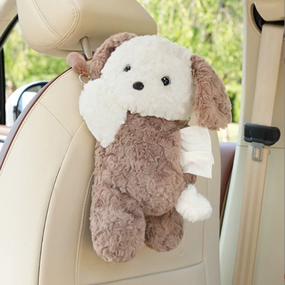 hanging bag, creative cute pet | Car tissue box/set - ly-hanging-dog-plush-toy-khaki-camel-ears