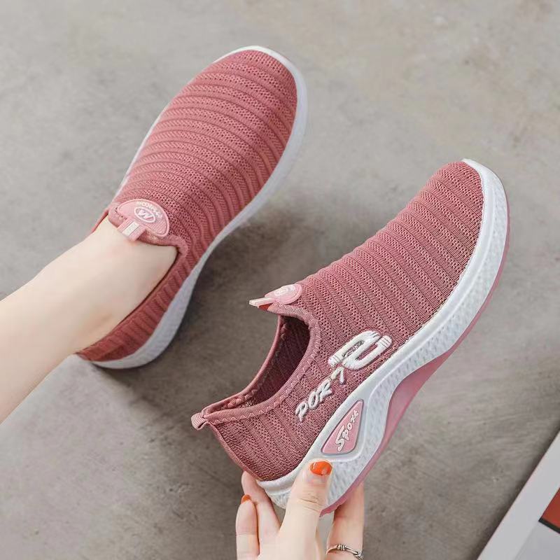 Foreign Trade in stock Women's Flying Weaving sneaker Spring and Autumn New Single Shoes Canvas Shoes Walking Shoes Women's Slip-on Shoes