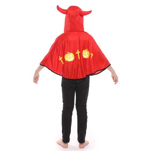 Halloween Cow Horn Cape Children's Day Costume Cosplay Cape Pumpkin Bag Props Performance Outfit