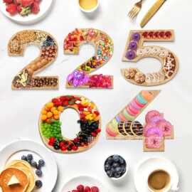 2025木制熟食字母托盘可填充食品派对礼品糖果蛋糕盒宝宝生日祝贺