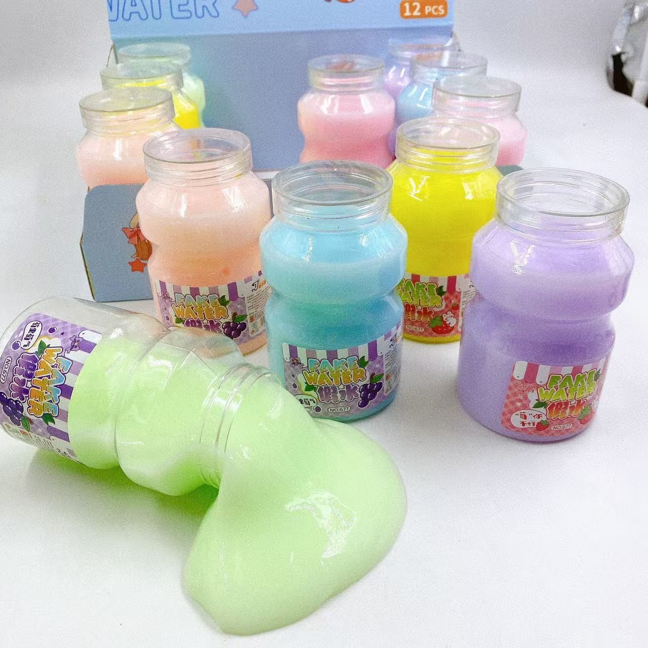 Barro de cristal de agua falsa de color, lodo de la babosa de Slime, lodo de burbujas de cemento falso, descompresión, botella grande hecha a mano, lote de 330g