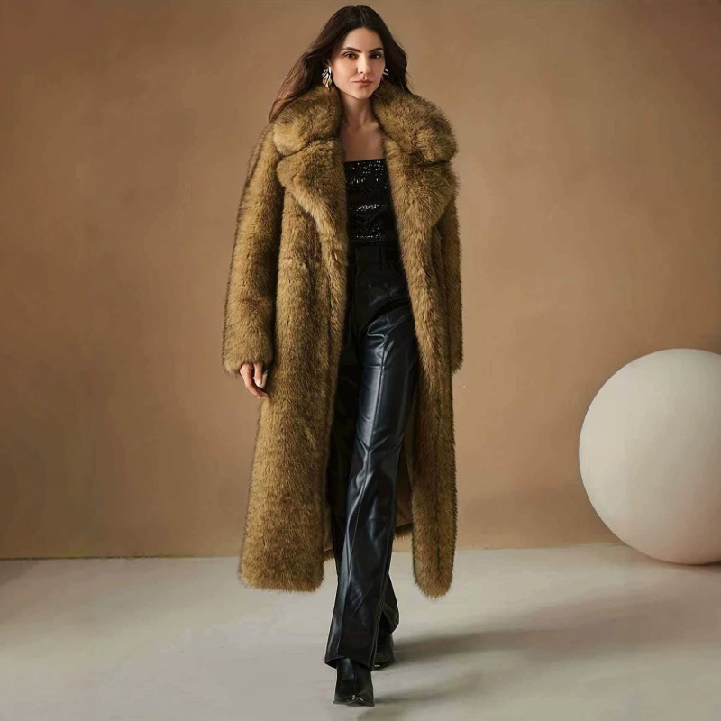 Cross-border foreign trade European and American autumn and winter new fur coat for women, extra-long fox fur coat, mink fur coat, plus-size women's clothing