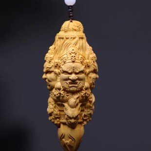 Boxwood Carving Portable Plate Playing Men's Wooden Handle Pieces Playing Wen Playing King Kong Falling Magic Pestle Car Pendant