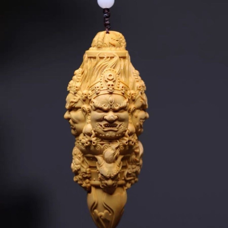 黄杨木雕刻随身盘玩男士木质手把件把玩文玩金刚降魔杵汽车小挂件|undefined