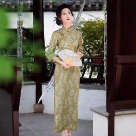 新中式织锦提花旗袍复古国风改良旗袍2026新款气质走秀宴会晚礼服