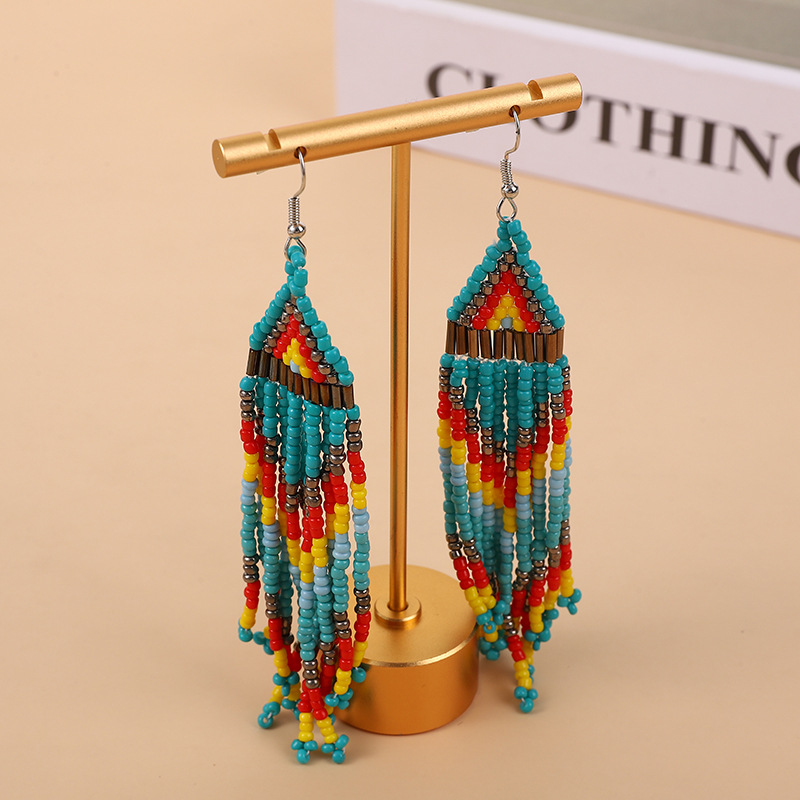 1 Pair Ethnic Style Color Block Beaded Seed Bead Drop Earrings display picture 1