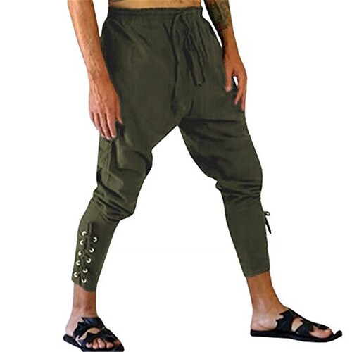 2025 Amazon AliExpress Best Selling Pirate Pants Small Leg Strap Casual Pants Solid Color Loose Harlequin Pants Long Pants