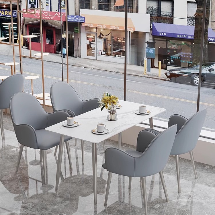 Mesa y silla de café combinación de recepción de ocio mesa de negociación de hotel residencial tienda de té de leche mesa de reunión de roca
