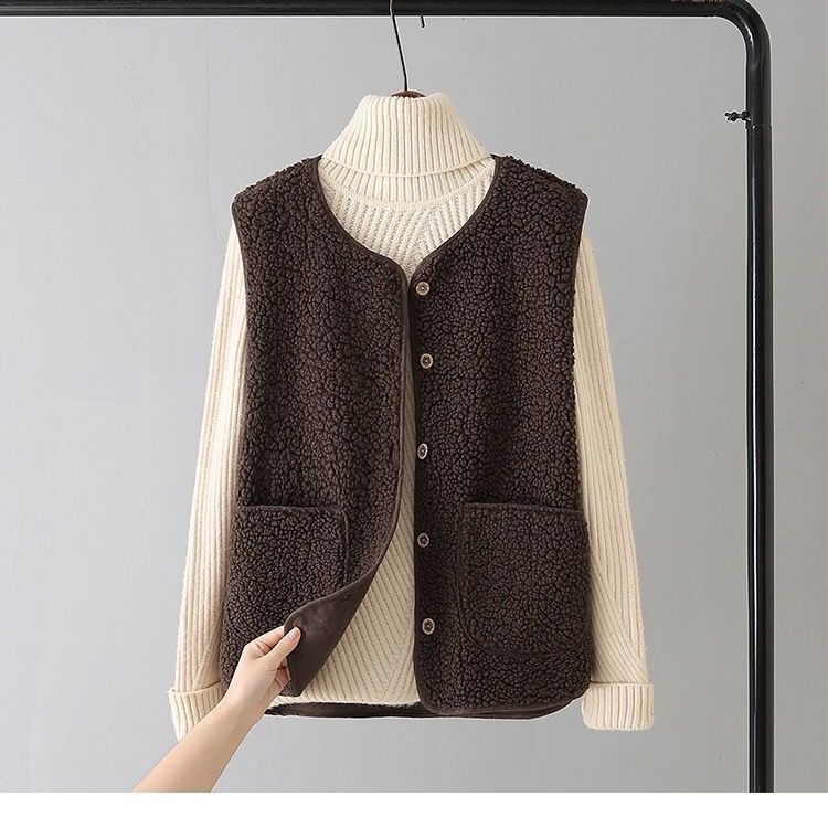 Chaleco de las mujeres nuevo Estilo Chaleco de piel bereber polar estilo coreano Otoño e Invierno versátil chaleco image 15