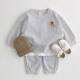 Korean style children's clothing cartoon casual waffle suit baby spring and autumn clothing loose Sports Western style two-piece suit fashion
