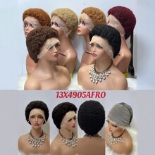 100%Human Hair F-905 Afro short wig 13x4 frontal lace wig