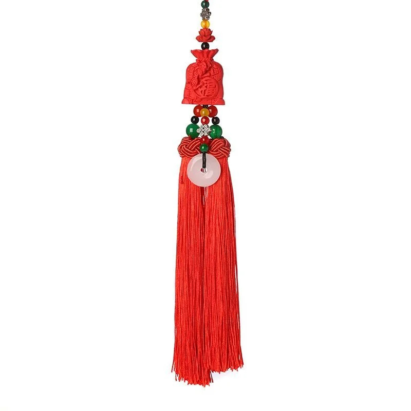 New car pendant cinnabar double-sided safe rearview mirror accessories car red Chinese knot car accessories