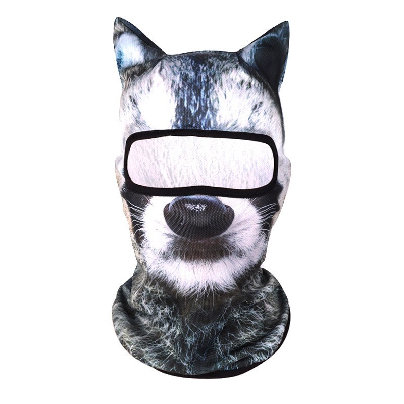 Máscara de protección solar para exteriores Patrón 3D Impresión digital Cubierta de cabeza de animal al por mayor Protección UV Cara Cubierta de conducción Gini