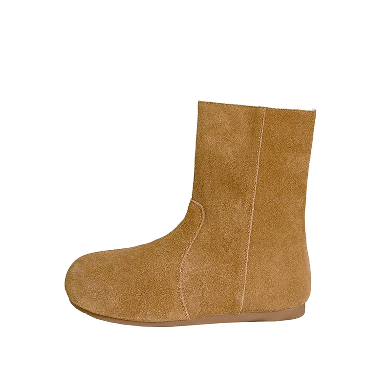 Fleece retro low boots, genuine leather, 2024 years