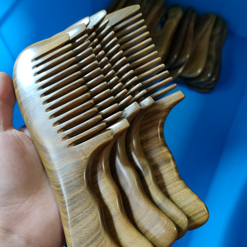 香木櫛 緑檀無垢材ハンドル付き櫛 直髪用櫛 カールヘア用 サンプル提供可能 ロゴカスタマイズ可能 檀木櫛|undefined